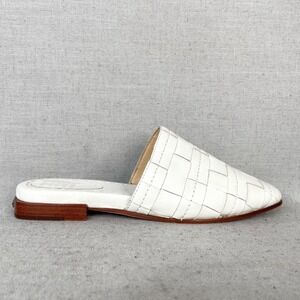 Frye Womens 8M Cara Woven Mule Sandals Shoes White Leather Slip On Flats Western